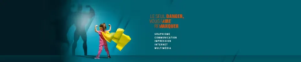 Bannière de Piste Noire avec le slogan de l'agence et ses différentes activités.